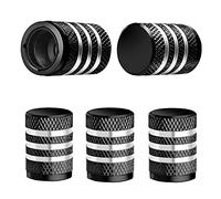 Tire Valve Stem Cap Cover - (5 Pack) Tire Air Caps Metal with Plastic Liner Corrosion Resistant Leak-Proof for Car Truck Motorcycle SUV and Bike Black