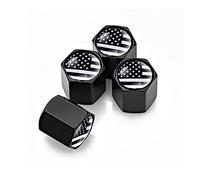 Tire Valve Stem Cap for Car, 4 Pack American Flag Pattern Anti-Rust Airtight Universal Valve Stem Covers for Cars, Vehicles, Bicycles, Trucks, Motorcycles, Car Accessories (Black)