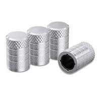 Tire Valve Stem Cap, Silver, 4 pcs/pack, Anodized Aluminum Valve Stem Cap Set, TPMS sensor safe