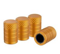 Tire Valve Stem Cap, Yellow, 4 pcs/pack, Anodized Aluminum Valve Stem Cap Set, TPMS sensor safe, Corrosion Resistant, Ideal for Cars, Trucks, and Bicycles
