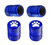 Tire Valve Stem Caps - 4 Pack Anti-Corrosion Premium Anodized Alloy Tyre Air Valve Caps Cat Dog Paw for Car SUV Bike Blue