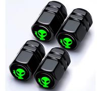 Tire Valve Stem Caps Alien Piece Car Accessories Pack of 4 - Aluminum Alloy Rustproof Universal Dust Cover Tire Air Cap Car SUV Motorcycle Alien Piece Gift