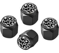 Tire Valve Stem Caps Cover,4 Pcs Metal Black Air Valve Cap, Aluminum Car Wheel Stem Caps,Universal Stem Covers for Cars,Trucks,Bikes,Motorcycles,Corrosion Resistant (Black Leopard Texture)