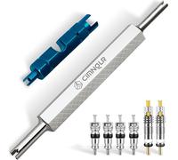 Tire Valve Stem Removal Tool Kit, Includ Presta Valve Core Removal Tool, Stainless Steel Dual Head Schrader Valve Removal Tool, 6Pcs Valve Core for Car Motorcycle Truck Bike, ect. Standard Valve Cores