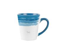 Tired Blue Small Latte Mug - Brush Strokes & Speckles Ceramic Cup