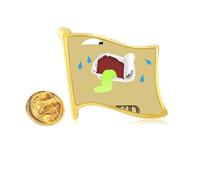 Tired Brown Emotion Sweating Golden Metal Flag Lapel Pin Badge