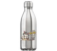 Tired Cat Confused About Work Plan Vacuum Insulated Thermal Water Bottle Silver