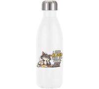 Tired Cat Confused About Work Plan Vacuum Insulated Thermal Water Bottle White