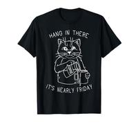 Tired Coffee Cat Funny Almost Friday Mood T-Shirt