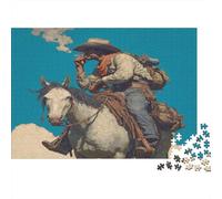 Tired Cowboy Riding on Horseback Rätsel Für Erwachsene || Familienspaß-Puzzles 1000pcs (75x50cm) Erwachsene