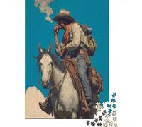 Tired Cowboy Riding on HorsebackJigsaw Puzzles 1000 Pieces for Adults Puzzle Educational Games