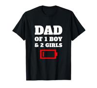 Tired Dad Of 1 Boy And 2 Girls Father One Son Two Daughters T-Shirt