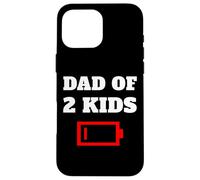 Tired Dad Of 2 Kids Father With Two Children Low Battery Fun Case for iPhone 16 Pro Max