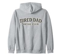 Tired Dad Social Club Distressed Vintage Graphic Fathers Day Zip Hoodie