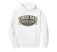Tired Dad Social Club Varsity Funny College Style Graphic Pullover Hoodie