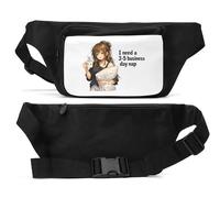 Tired Girl Holding Coffee and Pillow Unisex Waist Bag Black