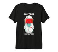 Tired Low Battery Dressed As A Human Exhausted Nurse Premium T-Shirt