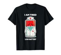 Tired Low Battery Dressed As A Human Exhausted Nurse T-Shirt