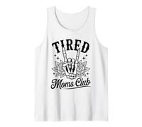 Tired Moms Club Skeleton Rock Hand Rose Tattoo Style Mom Tank Top
