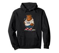 Tired Morning Bear Look with Funny Mug Pullover Hoodie