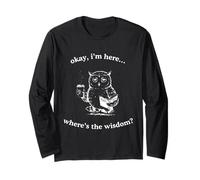 Tired Owl Coffee Book Where's The Wisdom Funny Long Sleeve T-Shirt
