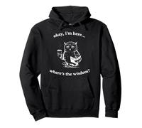 Tired Owl Coffee Book Where's The Wisdom Funny Pullover Hoodie