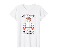 Tired Staring at the Ceiling Goose Not Silly Enough Funny Value Graphic T-Shirt, Women, White, M