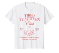 Tired Teachers Club Funny Groovy Teachers Appreciation Day T-Shirt, Youth, White, Medium