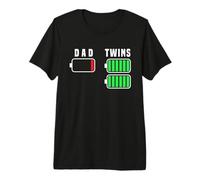 Tired Twin Dad Low Battery Charge Funny Dad of Twins Premium T-Shirt