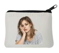 Tired Woman Resting Her Face Neoprene Coin Purse Pouch 10x11cm White