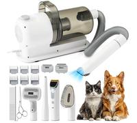 TirEurt 3-in-1 Dog Grooming Kit with 2.5L Dust Container, 48dB Quiet & 6.56ft Hose - Professional Dog Clipper, Vacuum Cleaner, Pet Hair Trimmer (Including Trimmer, Brushes, Combs)