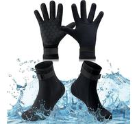 TirEurt 3mm Neoprene Gloves and Socks, Wetsuit Gloves and Socks with Adjustable Waist Strap, Thermal Anti-slip Diving Gloves and Socks Unisex Water Sports Supplies for Diving Surfing, Size M