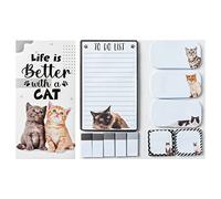 TirEurt 550 Sheets Cat Sticky Notes Set Life is Better with a Cat Self-Stick Notes Pads Cartoon Animal Bundle Writing Memo Pads Page Marker Office School Supplies for Studen Teacher