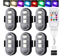 TirEurt 6PCS Wireless Magnetic LED Strobe Lights with Remote, IP65 Waterproof, 8 Colors & 10 Modes, PVC USB Rechargeable 110mAh Battery, PVC LED Lights for Car, Bike, Drone, Truck, Camping