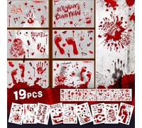 TirEurt 9 Sheets Halloween Window Clings, Double-Sided Static Cling Window Decals, Ghost Hands Claws Halloween Window Stickers Decorations with 10 Sheets Scar Tattoo Stickers for Kids Party Decor