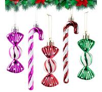 TirEurt Christmas Tree Decorations Candy - Plastic Glitter Candy Canes Bow Christmas Tree Hanging Ornaments, Pre-Hanged Strings Xmas Tree Decoration for X-mas Party Wedding Holiday, 18pcs, Multicolour