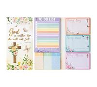 TirEurt Floral Cross Sticky Notes - 350 Sheets She Will Not Fall Bundle Writing Memo Pads, Religious Themed Self-Stick Notes Pads to Do List Page Marker for Teacher Student