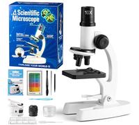 TirEurt Kids Beginner Microscope Science - 80X-1200X Microscope with 10 Blank Slides 5 Microscope Slides, Adjustable LED Light Handheld Microscope for Kids Children Students