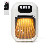 TirEurt Plug in Heater 600w Remote Wall Outlet Space PTC Ceramic Heater 1-12H Timer and LED Display Adjustable Thermostat for Bedroom Office Kitchen Auto Shut Off,White