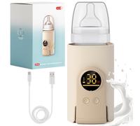 TirEurt Portable Bottle Warmer Baby Milk 6-Speed Adjustable Bottle Heater Insulation Accurate Temperature with Night Atmosphere Light Cordless Food Warmer