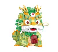 Tirff Chinese Dragon Building Block Set, 877 Pcs Lion Dance Auspicious Lunar New Year Home Decor, Small Cute Animals STEM Educational Toys Theme for Kid Boy Girl Adult