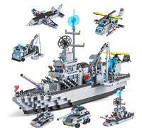 Tirff Navy Destroyer Building Block Set, 6-in-1 Navy Guided Missile Destroyer Model, 1560 Pcs