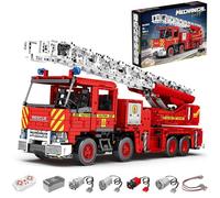 Tirff Technic RC Fire Engine Building Blocks Kit, 3266 Pieces Large Fire Engine With motor and remote control, Technic Water Jet Fire Engine Model Building Kit, Compatible with LGO