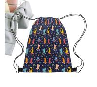 TIrievza Drawstring Backpack Dinosaur Print Waterproof Travel Backpack