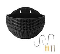 TIrievza Semicircle Hanging Planters - PP Imitation Rattan Wall Hanging Flower Pot, Wall-mounted Flower Planters Basket, Plants Holder Hanger For Outdoor Home Balcony Fence
