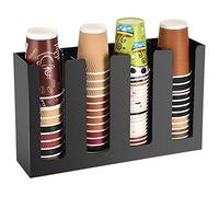 Tirifer Disposable Coffee Cup Dispenser Organizer Paper Cup Lid Sleeve Holder Presentation Storage Coffee Milk Tea Shop Restaurant Accessories Halloween Party Supplies, 4 Compartments