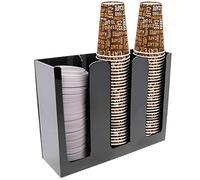 Tirifer Disposable Paper Cup Dispenser, Acrylic Coffee Cup and Lid Storage Organizer Holder, Coffee Milk Tea Shop Restaurant Accessories Christmas Party Supplies, 3 Compartments