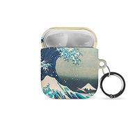 Tirita Case Compatible with Apple AirPods 3rd generation, Support Wireless Charging with Key Ring Clip [03- Hokusai The Great Wave off Kanagawa]