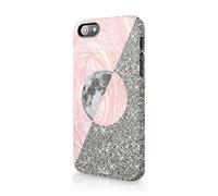 Tirita Hard Phone Case Cover Compatible with iPhone 12 & 12 Pro PRINTED GLITTER, NOT REAL GLITTER Luna Moon Space Pink Marble Full Moon