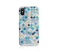 Tirita Hard Phone Case Cover Compatible with iPhone 12 & 12 Pro PRINTED GLITTER, NOT REAL GLITTER Mermaid Tail Skin Scales Moroccan Blue Tiles